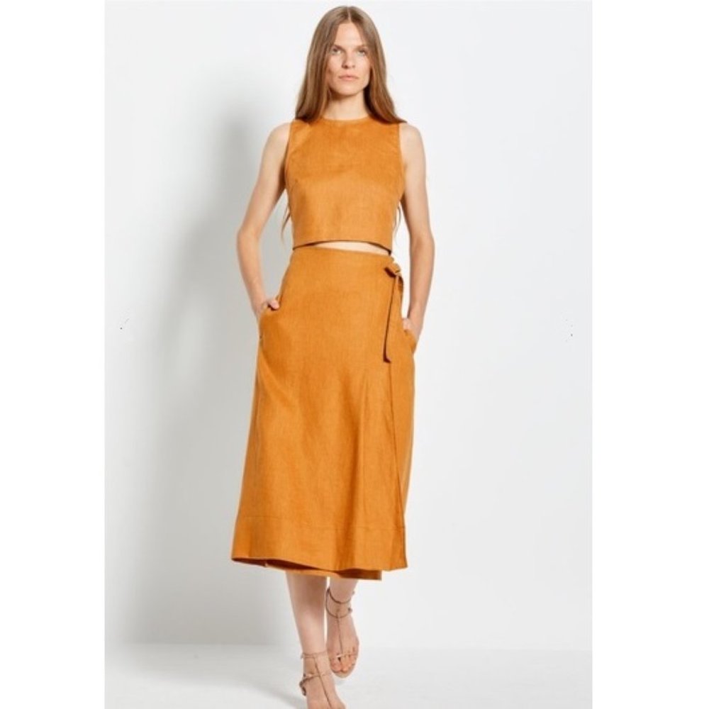 Nicholas Matching Linen Top and Wrap Skirt Set
